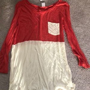 Coral and cream three-quarter length shirt